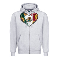 Heather Grey Sunflower Mexican Flag Heart Zipper Hoodie - RanaPortraitStore