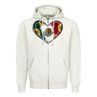 Oatmeal Heather Sunflower Mexican Flag Heart Zipper Hoodie - RanaPortraitStore