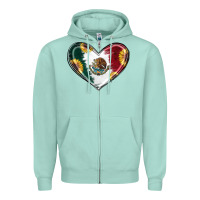Seafoam Sunflower Mexican Flag Heart Zipper Hoodie - RanaPortraitStore