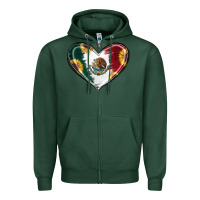 Sports Green Sunflower Mexican Flag Heart Zipper Hoodie - RanaPortraitStore