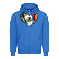 True Royal Sunflower Mexican Flag Heart Zipper Hoodie - RanaPortraitStore