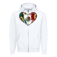 White Sunflower Mexican Flag Heart Zipper Hoodie - RanaPortraitStore