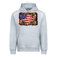 Heather Grey distressed american flag Urban Hoodie - BarkalooDesign