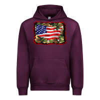 Mauve Wine distressed american flag Urban Hoodie - BarkalooDesign