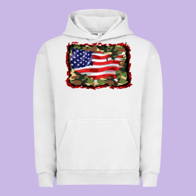 Distressed American Flag Urban Hoodie Designed By Barkaloodesign