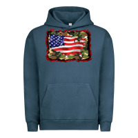 Pigment Midnight Navy distressed american flag Urban Hoodie - BarkalooDesign