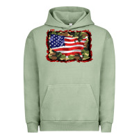 Pigment Oil Green distressed american flag Urban Hoodie - BarkalooDesign