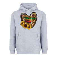 Heather Grey western sunflowers heart Heavyweight Hoodie - RanaPortraitStore