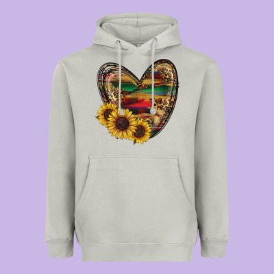 Western Sunflowers Heart Heavyweight Hoodie Designed By Ranaportraitstore