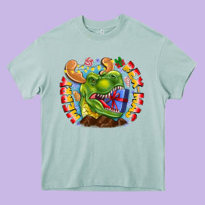 Merry Rexmas Heavy Core Tee Designed By Cowhidedigitalart