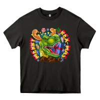 Asphalt Merry Rexmas Heavy Core Tee - CowhideDigitalArt