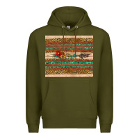 Army Green arrow wooden sunflower Premium Hoodie - Artiststas