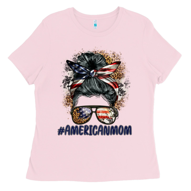 Americanmom Messy Bun Ladies Tee by BarkalooDesign | Teevron