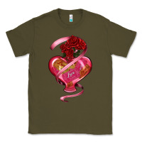 Army Green heart glass vase love tickets with rose Classic Tee - RanaPortraitStore