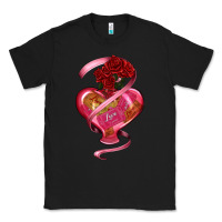 Black heart glass vase love tickets with rose Classic Tee - RanaPortraitStore
