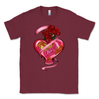 Burgundy heart glass vase love tickets with rose Classic Tee - RanaPortraitStore