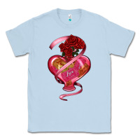 Dusty Blue heart glass vase love tickets with rose Classic Tee - RanaPortraitStore