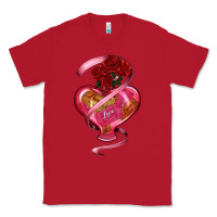 Red heart glass vase love tickets with rose Classic Tee - RanaPortraitStore