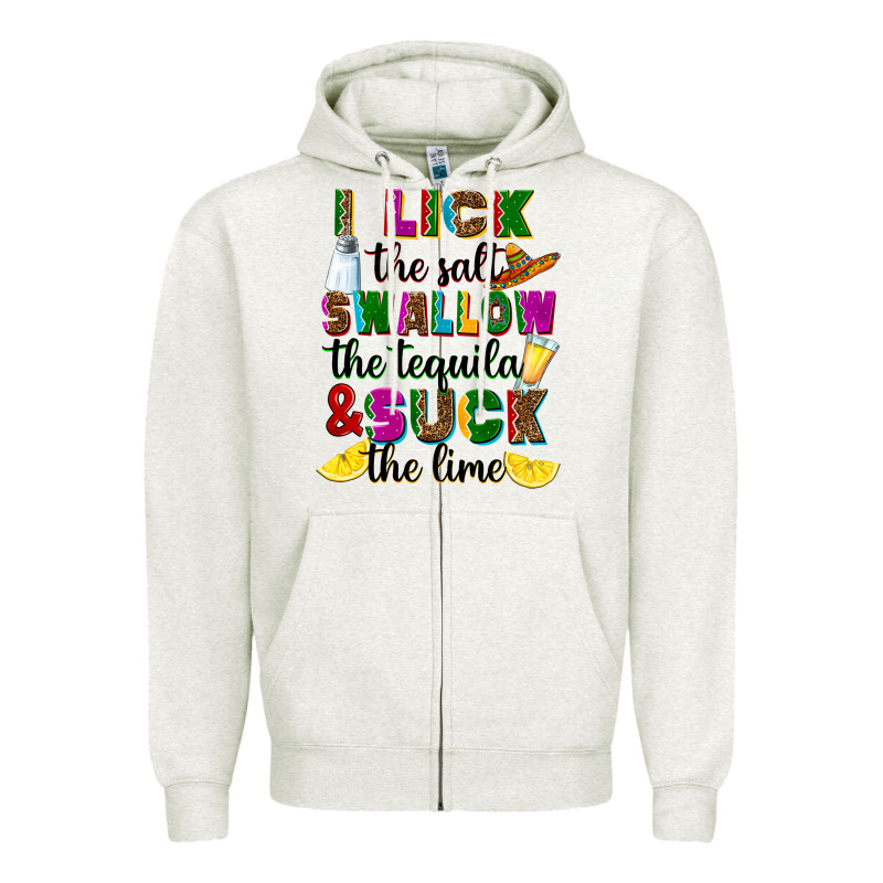 I Lick The Salt Swallow The Tequila Zipper Hoodie by RanaPortraitStore | Teevron