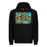 Black western turquoise leopard and cowhide background Premium Hoodie - Artiststas