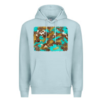 Blue Mist western turquoise leopard and cowhide background Premium Hoodie - Artiststas