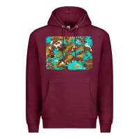 Burgundy western turquoise leopard and cowhide background Premium Hoodie - Artiststas