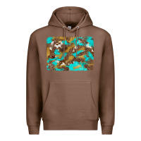 Chestnut western turquoise leopard and cowhide background Premium Hoodie - Artiststas