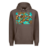 Coffee western turquoise leopard and cowhide background Premium Hoodie - Artiststas