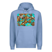 Colony Blue western turquoise leopard and cowhide background Premium Hoodie - Artiststas