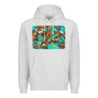 Dove Grey western turquoise leopard and cowhide background Premium Hoodie - Artiststas