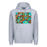 Heather Grey western turquoise leopard and cowhide background Premium Hoodie - Artiststas