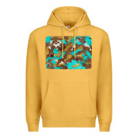 Mustard western turquoise leopard and cowhide background Premium Hoodie - Artiststas