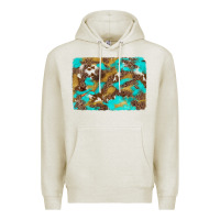 Oatmeal Heather western turquoise leopard and cowhide background Premium Hoodie - Artiststas