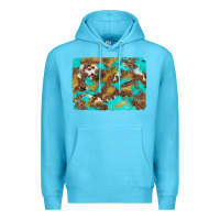 Ocean Blue western turquoise leopard and cowhide background Premium Hoodie - Artiststas
