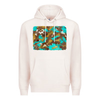 Pale Pink western turquoise leopard and cowhide background Premium Hoodie - Artiststas