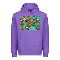 Purple western turquoise leopard and cowhide background Premium Hoodie - Artiststas