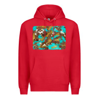 Red western turquoise leopard and cowhide background Premium Hoodie - Artiststas