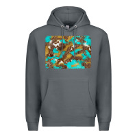 Rock western turquoise leopard and cowhide background Premium Hoodie - Artiststas