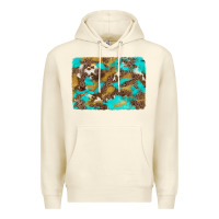 Sandshell western turquoise leopard and cowhide background Premium Hoodie - Artiststas