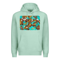 Seafoam western turquoise leopard and cowhide background Premium Hoodie - Artiststas