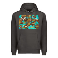 Smoke western turquoise leopard and cowhide background Premium Hoodie - Artiststas