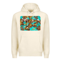 Tofu western turquoise leopard and cowhide background Premium Hoodie - Artiststas