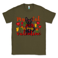 Army Green my cat is my valentine valentine's day Classic Tee - FaDigitalArtStudio