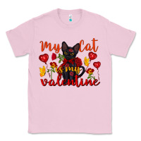 Bubblegum Pink my cat is my valentine valentine's day Classic Tee - FaDigitalArtStudio