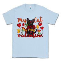 Dusty Blue my cat is my valentine valentine's day Classic Tee - FaDigitalArtStudio