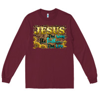 Burgundy jesus the way the truth the life Long Sleeve Tee - BarkalooDesign