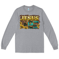 Heather Grey jesus the way the truth the life Long Sleeve Tee - BarkalooDesign