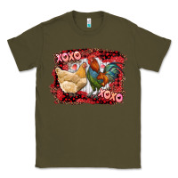 Army Green xoxo rooster and chicken Classic Tee - RanaPortraitStore