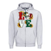Heather Grey Mexican Flag With Sunflowers Love Zipper Hoodie - RanaPortraitStore