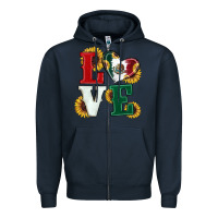 Navy Mexican Flag With Sunflowers Love Zipper Hoodie - RanaPortraitStore